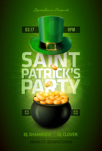 st. patrick's day-poster - irish culture st patricks day backgrounds clover stock-grafiken, -clipart, -cartoons und -symbole