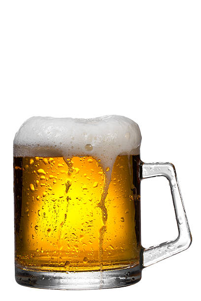istock Mug beer with cap of foam isolated on white background 474923838