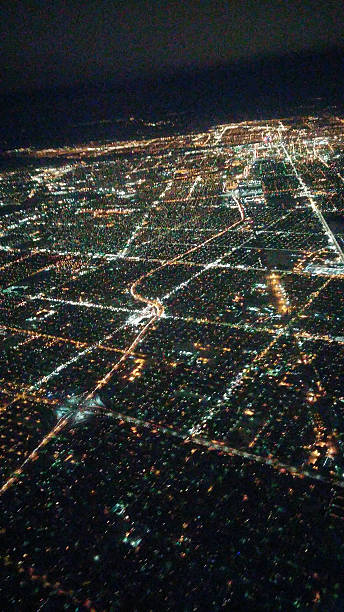 istock Grid Layout Flying over Detroit, Michigan at Night 474924252