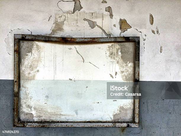 Metalic Frame On Wall Stock Photo - Download Image Now - 2015, Abandoned, Architecture