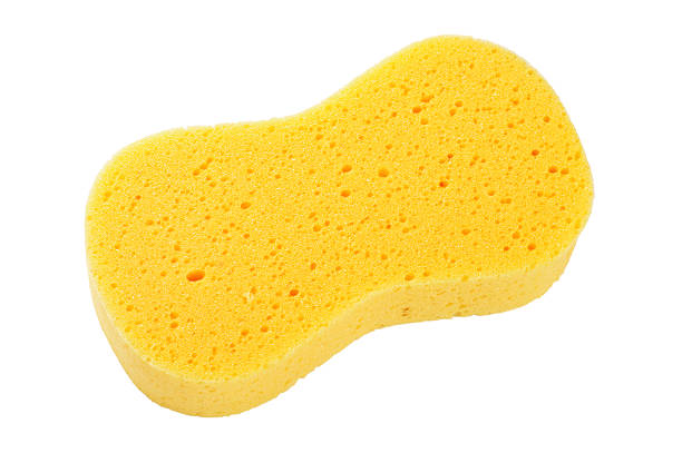 Yellow sponge isolated on the white background with clipping path Cleaning and car washing yellow sponge bath sponge photos stock pictures, royalty-free photos & images