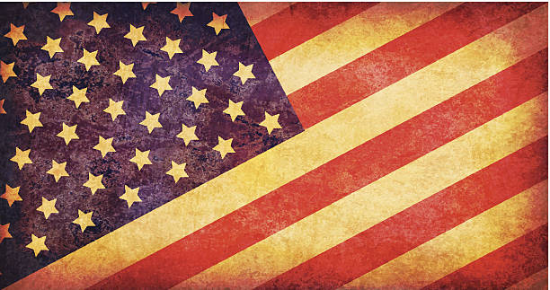 미국 그런지 플래깅 - star shape striped american flag american culture stock illustrations