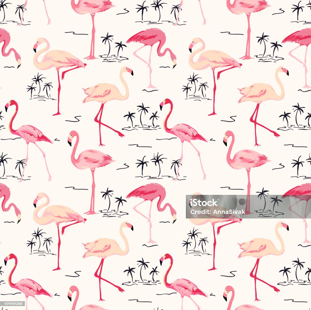 Flamingo Bird Background - Retro seamless pattern Flamingo Bird Background - Retro seamless pattern in vector Flamingo stock vector