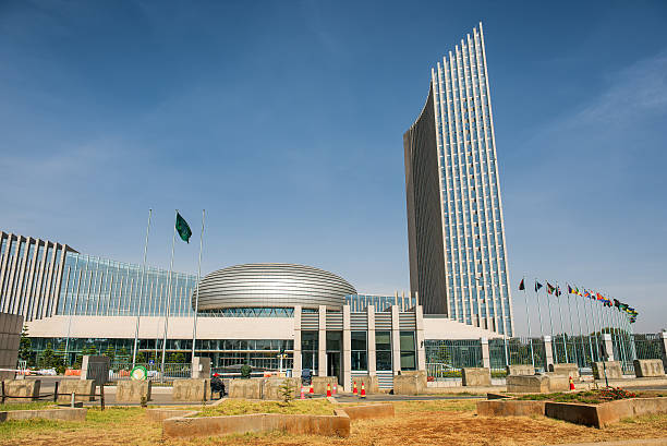 African Union's headquarters building in Addis Ababa, Ethiopia Addis Ababa, Ethiopia - May 1, 2015 : The African Union's headquarters building in Addis Ababa. ethiopia city stock pictures, royalty-free photos & images
