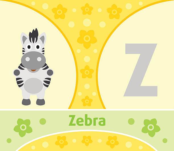 The English alphabet Z The English alphabet with Zebra spelling bee stock illustrations