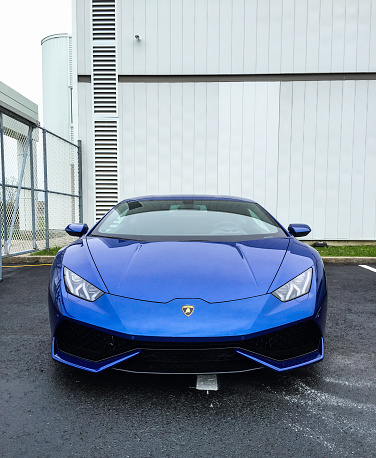 Montreal, Quebec, Canada - May 16, 2015: Lamborghini Huracán at a public car gathering.  The Huracán is the replacement for the Gallardo which was in production from 2003 to 2013.