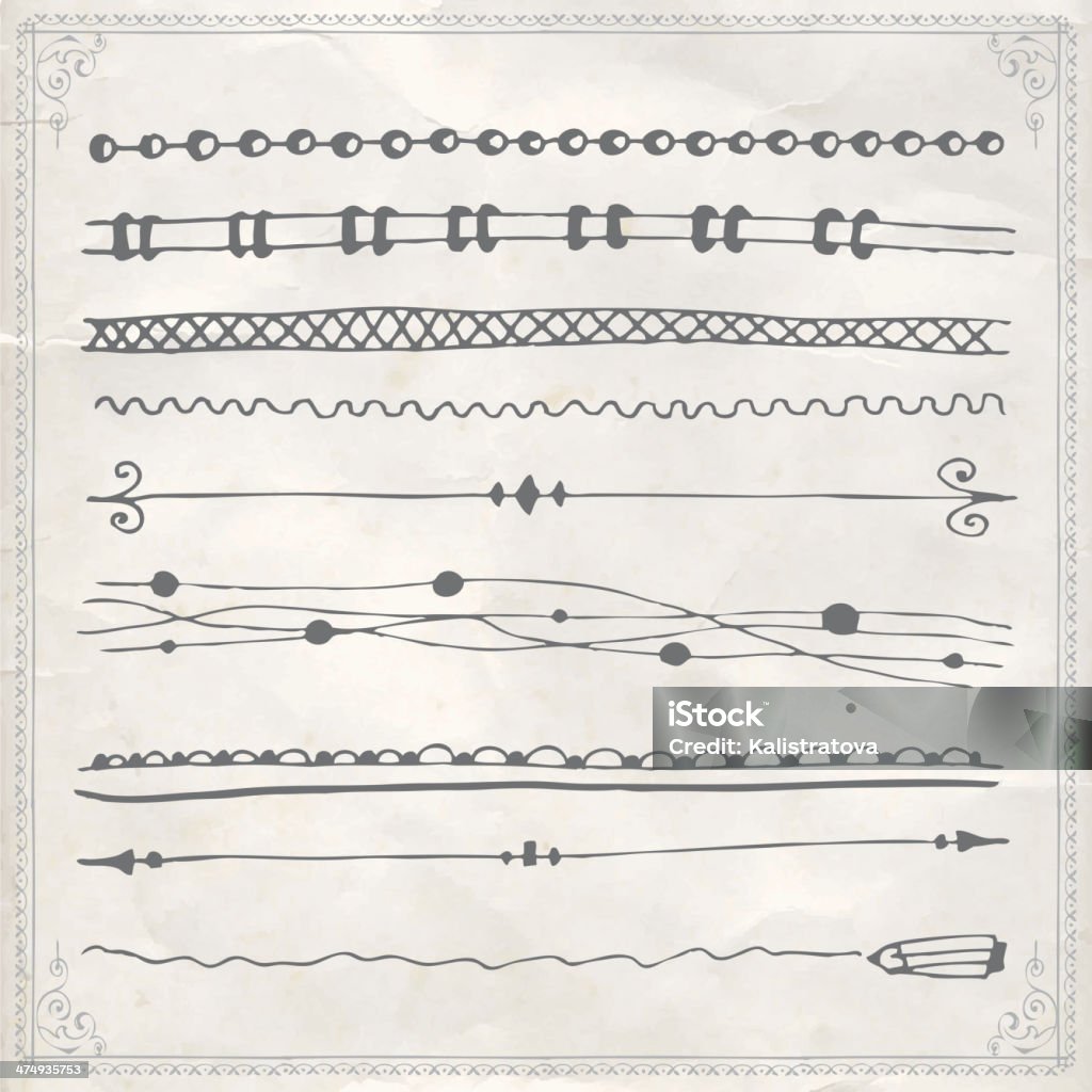 Hand-drawn vector line doodles set Hand-drawn vector doodles, line border and design element. Abstract stock vector