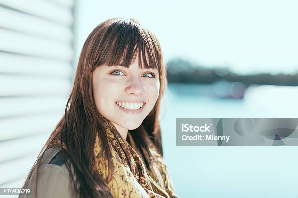 Happy Smiling Beautiful Girl At The Lake Stock Photo - Download Image Now - Adult, Beautiful People, Beautiful Woman