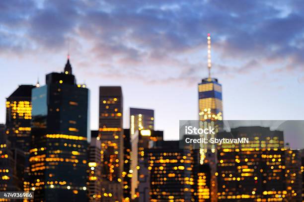 Manhattan Skyline Bokeh Stock Photo - Download Image Now - 2015, Architecture, Blue