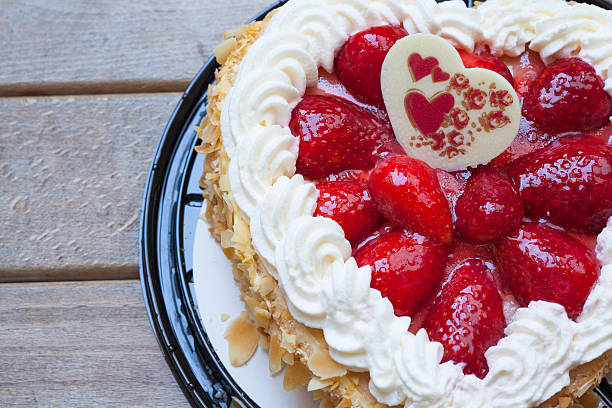 istock Heart shape cake with Strawberry 474938132
