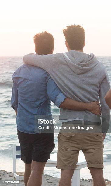 Mykonos Town In The Cyclades Greece Stock Photo - Download Image Now - Gay Couple, Greece, 2015