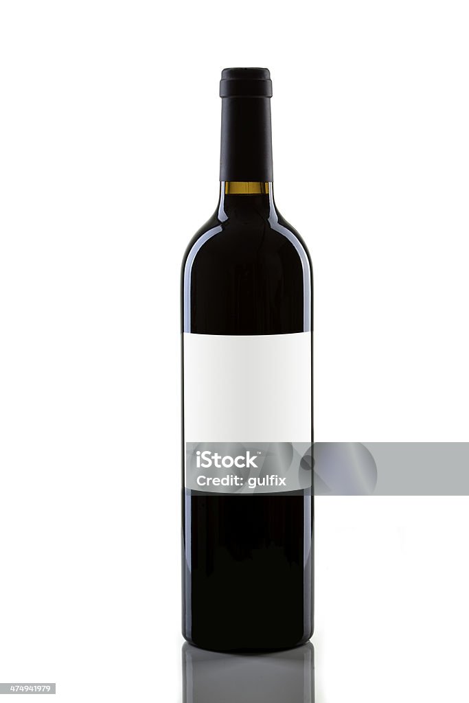 Red Wine Bottle XXL A bottle of red wine with a blank label, isolated on white. Alcohol - Drink Stock Photo