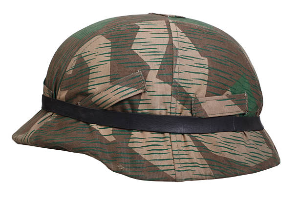 camouflaged nazi german helmet with protective goggles