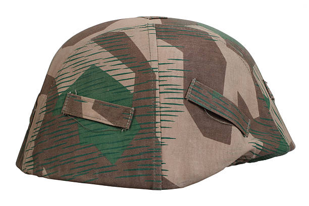 istock camouflaged nazi german helmet with protective goggles 474945300
