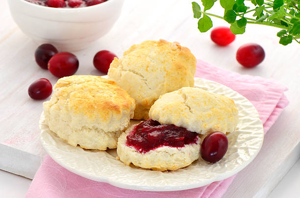 istock Scones with homemade cranberry jam 474948673