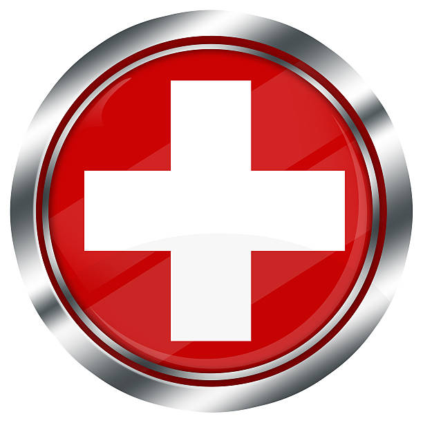 istock glossy round swiss flag button for web on white background, 474949408