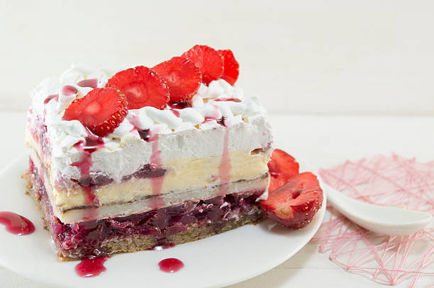 istock Homemade strawberry cake with whipped cream 474951336