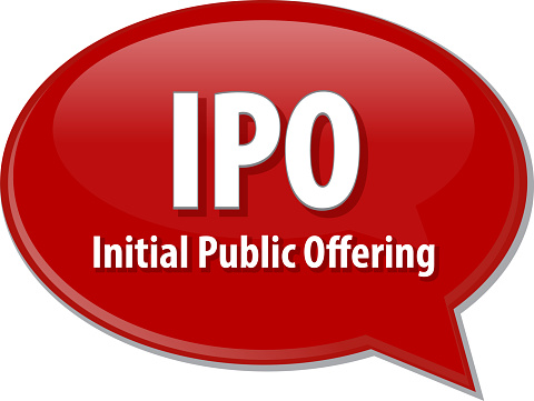 word speech bubble illustration of business acronym term IPO Initial Public Offering