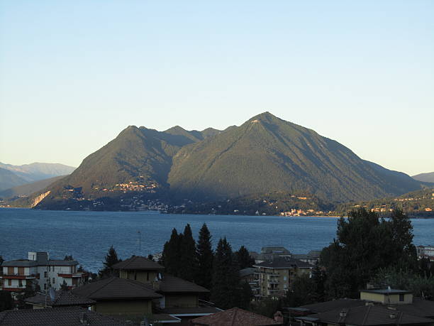 istock Stresa to Lago Maggiore Panoramic view evening under blue sky 474952184