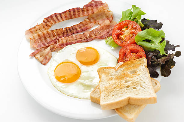 istock American breakfast with fried eggs, tomatoes, fried ham, beans   sausage 474953032