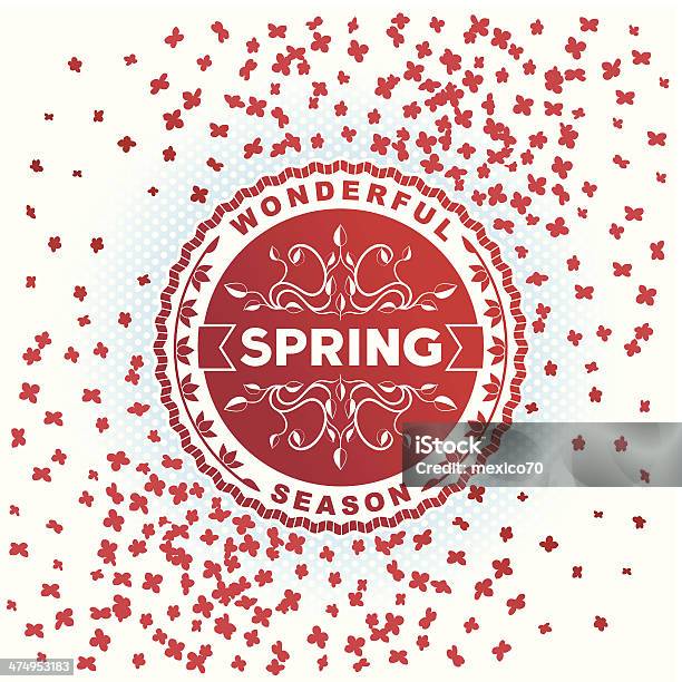 Frühling Retro Label Mit Blumen Stock Vektor Art und mehr Bilder von Abstrakt - Abstrakt, Abzeichen, Altertümlich