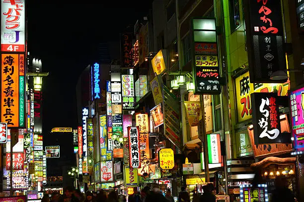 Greater Tokyo area dense building night cityscape at Shinjyuku