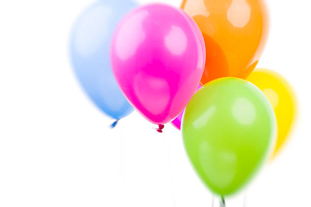 Colorful Balloons on White Background. Celebration concept stock photo