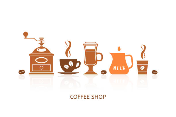 ilustrações de stock, clip art, desenhos animados e ícones de conjunto de ícones de café - coffee aromatherapy black black coffee