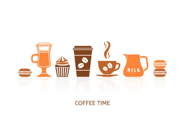 ilustrações de stock, clip art, desenhos animados e ícones de conjunto de ícones de café - coffee aromatherapy black black coffee