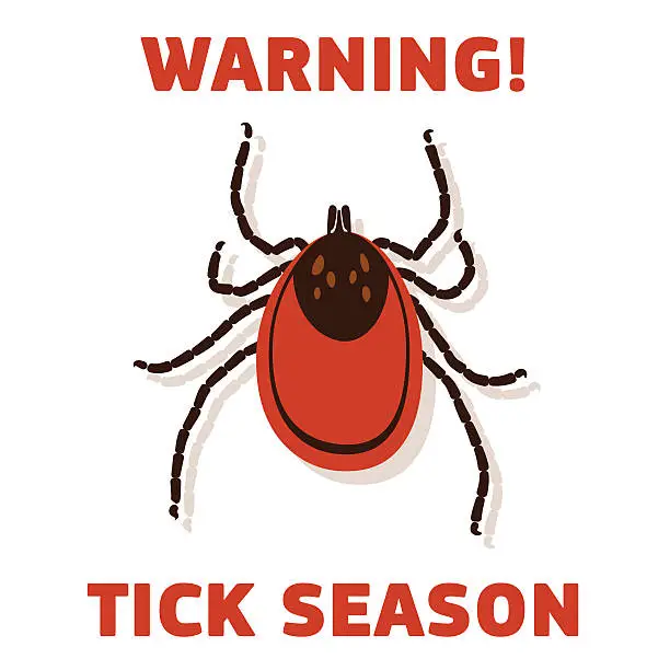 Vector illustration of Tickâs season warning card