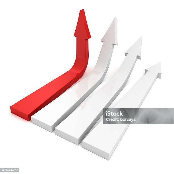 Leadership Concept With Growing Red Arrow From White Group Stock Photo - Download Image Now