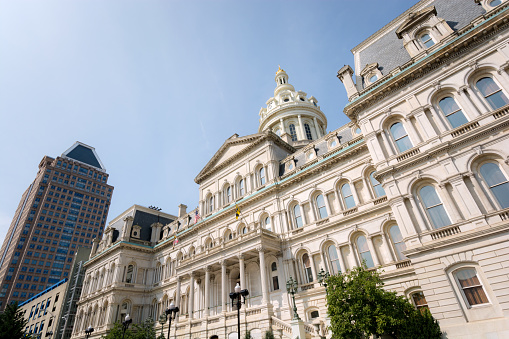 Baltimore City Hall in Maryland, which houses the offices of the Mayor and those of the City Council of Baltimore.