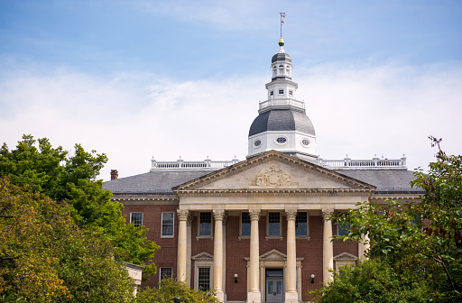 Maryland State House in Annapolis. It is the oldest state capitol in continuous legislative use, dating to 1772. It houses the Maryland General Assembly and offices of the Governor and Lieutenant Governor.