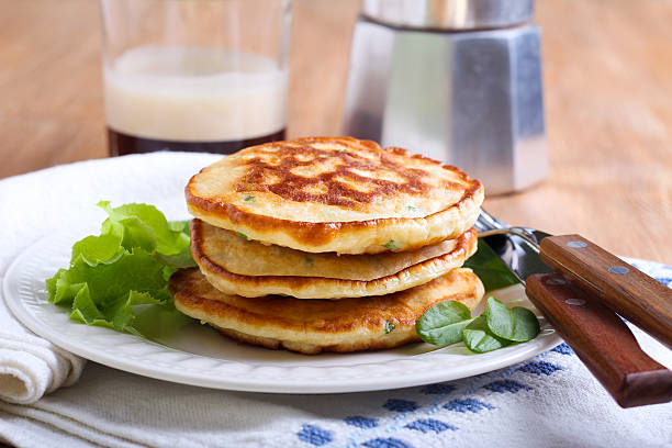 istock Pile of sweetcorn and herb pancakes 474966734