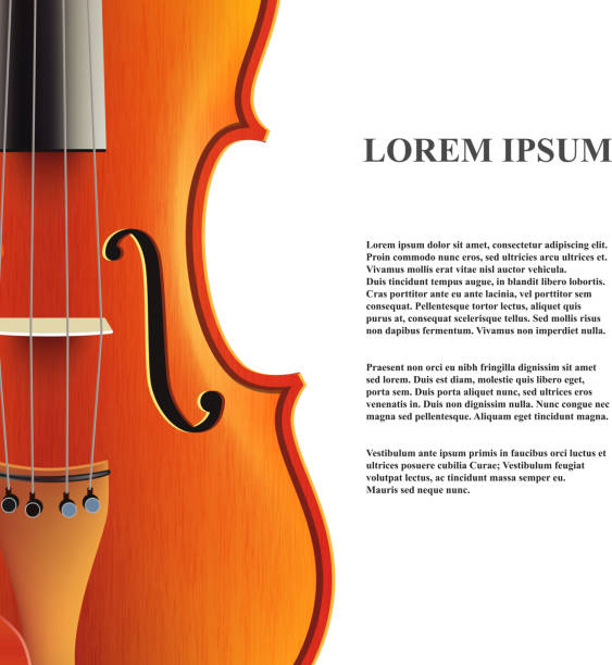 illustrazioni stock, clip art, cartoni animati e icone di tendenza di violino banner.  vettore - classical music music musical instrument brown