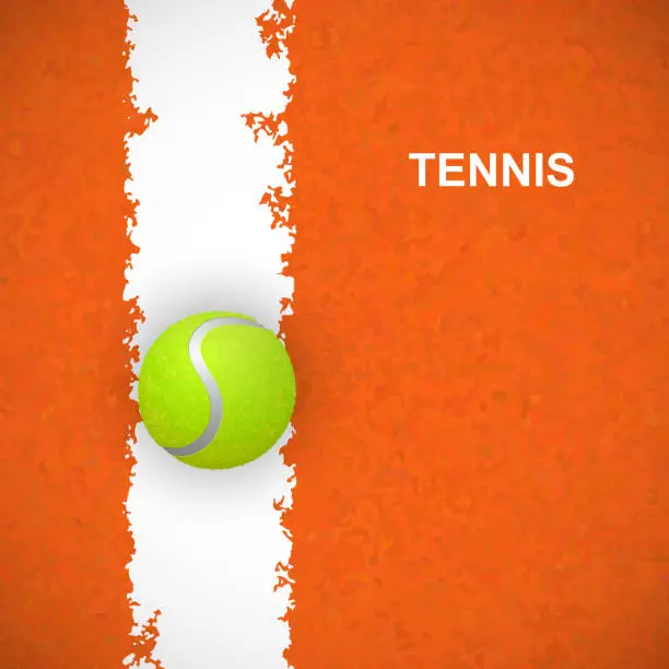 Vector illustration of Tennis ball on court. Vector