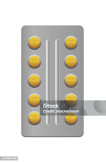 Pacote De Pílulas Sobre Fundo Branco - Arte vetorial de stock e mais imagens de Alimentação Saudável - Alimentação Saudável, Amarelo, Bem-estar