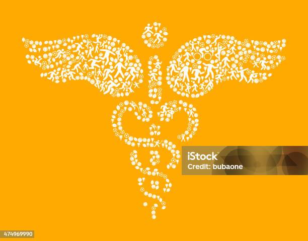 Caduceus Fitness Sports And Exercise Pattern Vector Background Stock Illustration - Download Image Now
