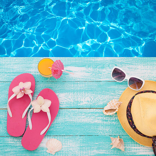 istock Summer Holidays. Beachwear on wooden background 474970406