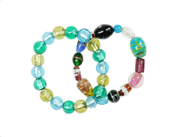 istock Colorful glass beads bracelet isolated on white studio shot 474971118