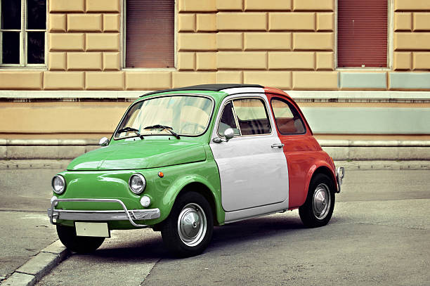 Vintage italian small car with flag design
