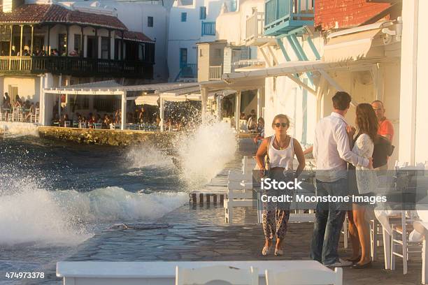 Little Venice In Mykonos Town Greece Stock Photo - Download Image Now - 2015, Aegean Islands, Alefkandra District