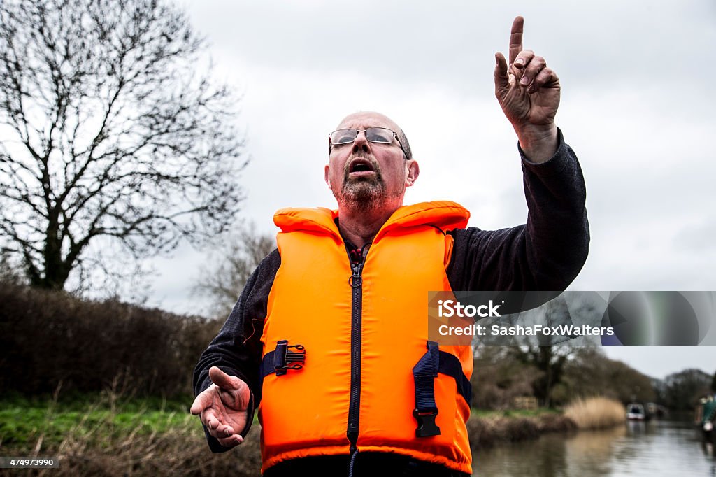 man on river boat mature man on river boat 2015 Stock Photo