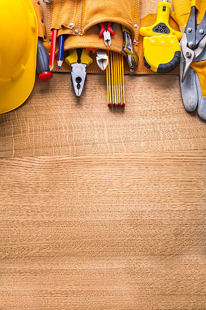 istock vertical aerial view construction tools  in toolbelt hammer tape 474976866