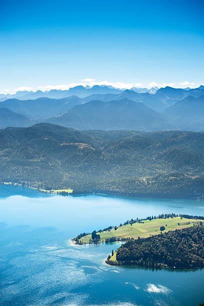 Lake panorama from above stock photo