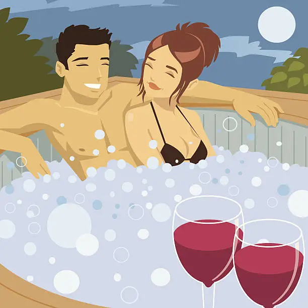 Vector illustration of Couple Hot Tub C