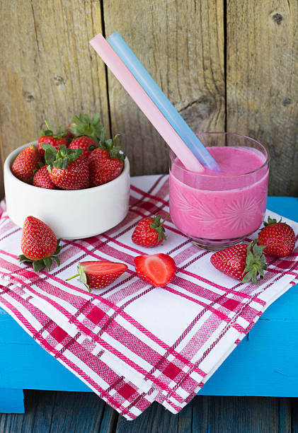 Smoothies with yogurt and strawberries. Fruit cocktail