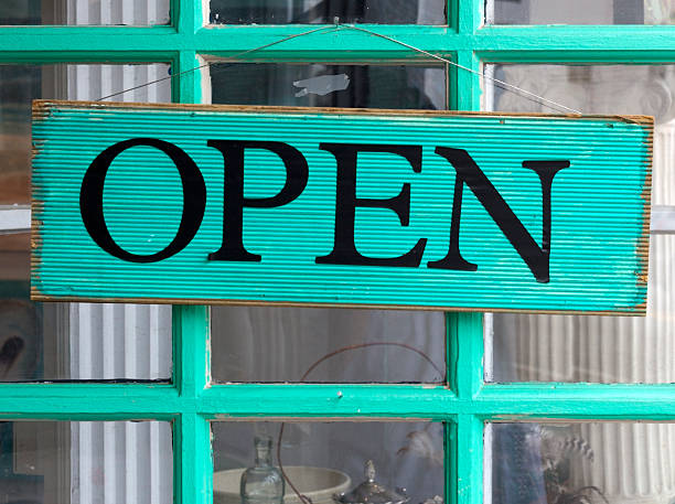 istock Sea Green Open Sign 474987290