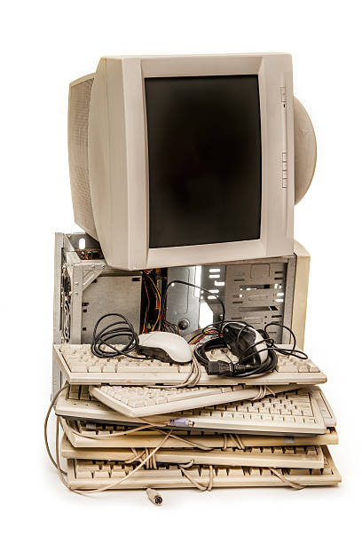 istock Old computer monitor and keyboards 474989172