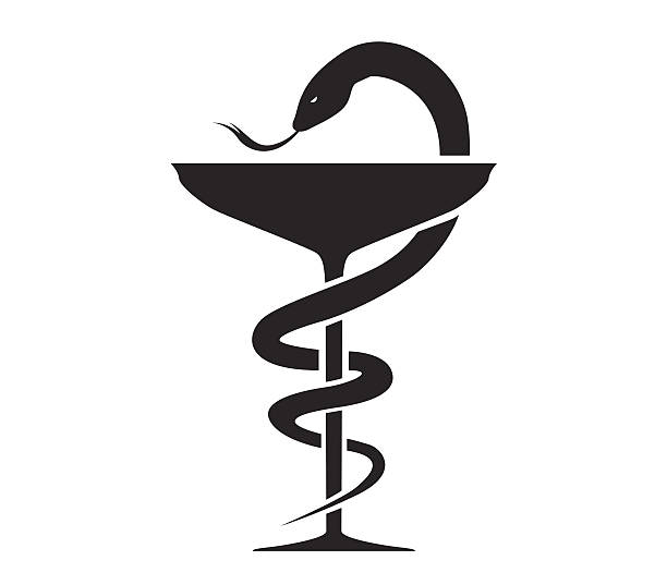 Pharmacy Icon with Caduceus Symbol Pharmacy Icon with Caduceus Symbol designate stock illustrations
